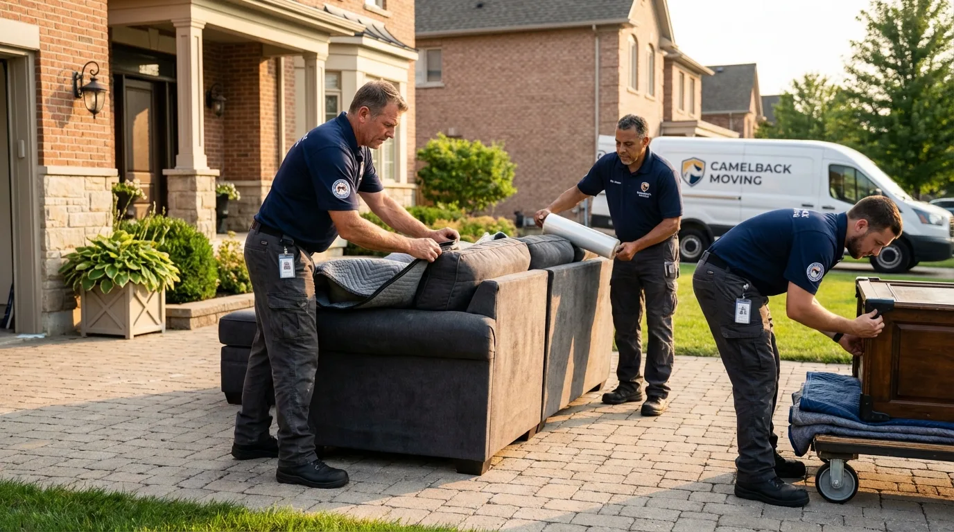Large estate moving crew wrapping furniture in Bakersville, NC